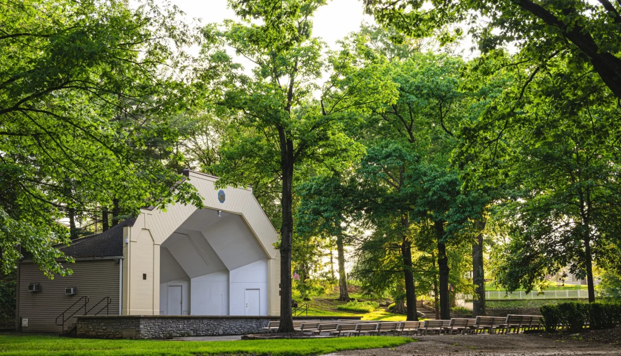 The Paul E. Beck Band Shell at sunset